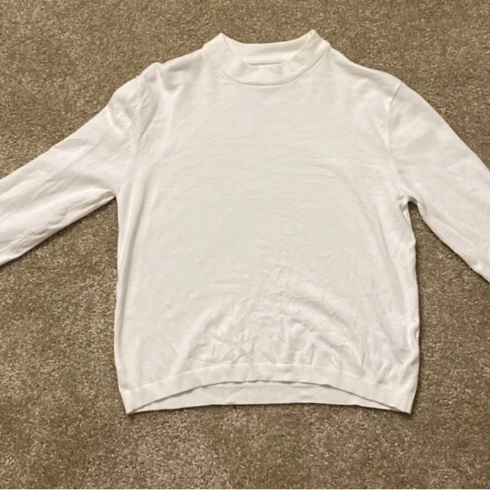White kids sweater with pearl detail on the sleeves